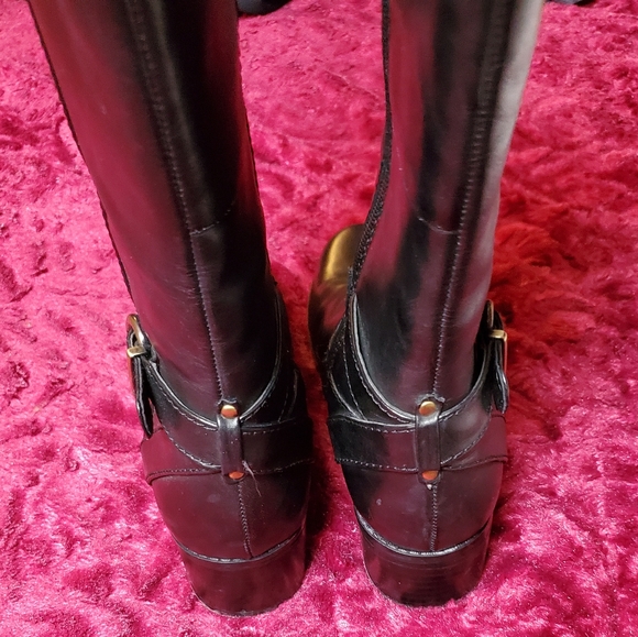 BANDOLINO "BDCARMINE" BLACK LEATHER KNEE BOOTS - Picture 6 of 14